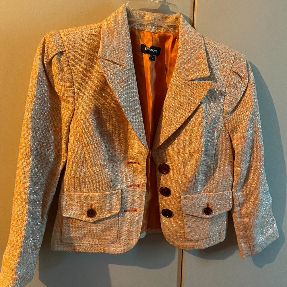 Blazer - BeBe, size 2 orange with silver shimmer